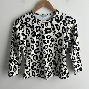 J McLaughlin Small Top Animal Print 3/4 Sleeve Leopard Nylon Stretch Blouse